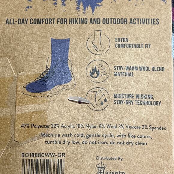 Born Outdoor 4 Pack Wool Blend Boot Socks - Picture 6 of 6